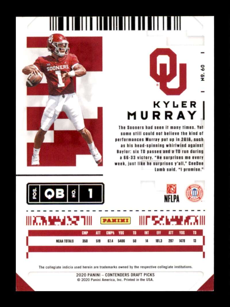 Load image into Gallery viewer, 2020 Panini Contenders Draft Kyler Murray #60 Arizona Cardinals Image 2
