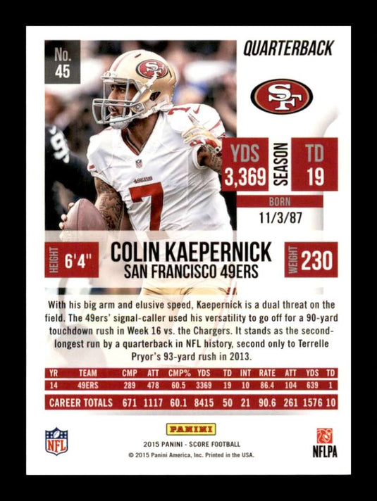 2015 Score Colin Kaepernick