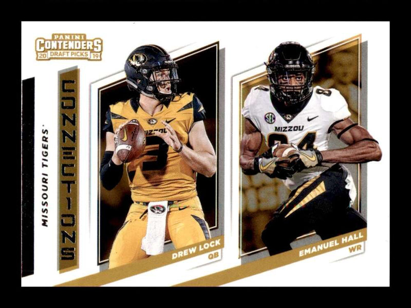 Load image into Gallery viewer, 2019 Panini Contenders Draft Collegiate Connections Drew Lock Emanuel Hall #3 Image 1
