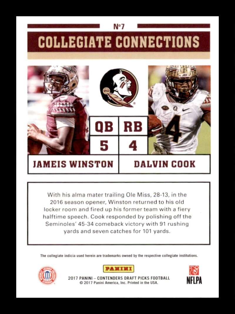 Load image into Gallery viewer, 2017 Panini Contenders Collegiate Connections Jameis Winston Dalvin Cook #7 Image 2
