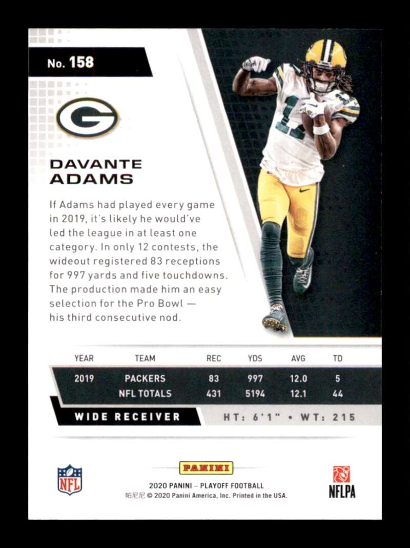 Load image into Gallery viewer, 2020 Panini Playoff Kickoff Green Davante Adams #158 Green Bay Packers Image 2
