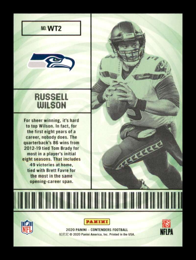 Load image into Gallery viewer, 2020 Panini Contenders Winning Ticket Russell Wilson #WT2 Seattle Seahawks Image 2
