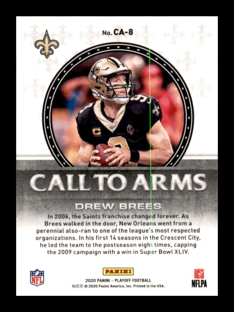 Load image into Gallery viewer, 2020 Panini Playoff Call to Arms Drew Brees #CA-8 New Orleans Saints Image 2
