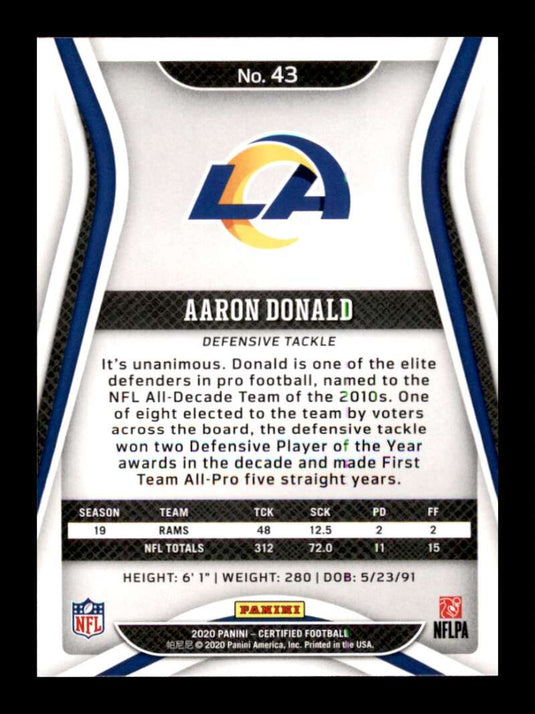 2020 Panini Certified Aaron Donald 