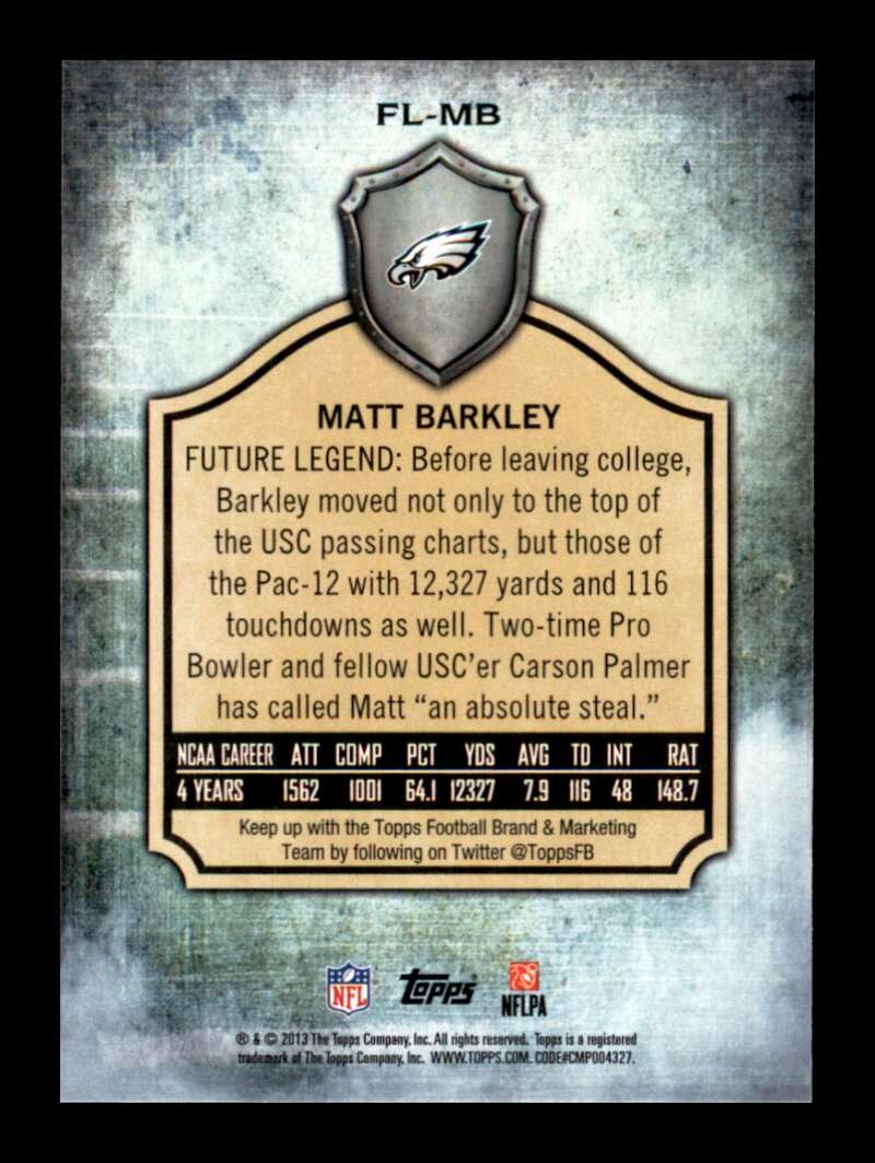 Load image into Gallery viewer, 2013 Topps Future Legends Matt Barkley #FL-MB Rookie RC Philadelphia Eagles Image 2
