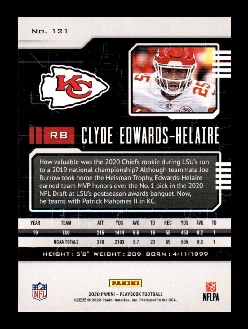 Load image into Gallery viewer, 2020 Panini Playbook Clyde Edwards-Helaire #121 Kansas City Chiefs Image 2
