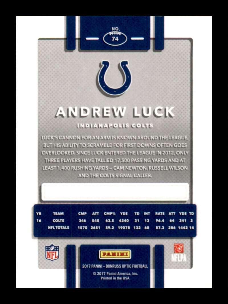 Load image into Gallery viewer, 2017 Donruss Optic Andrew Luck #74 Indianapolis Colts Image 2
