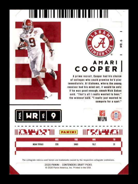 2020 Panini Contenders Draft Ticket Blue Foil Amari Cooper 