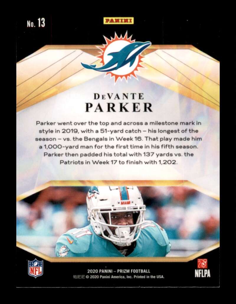 Load image into Gallery viewer, 2020 Panini Prizm DeVante Parker #13 Miami Dolphins Image 2
