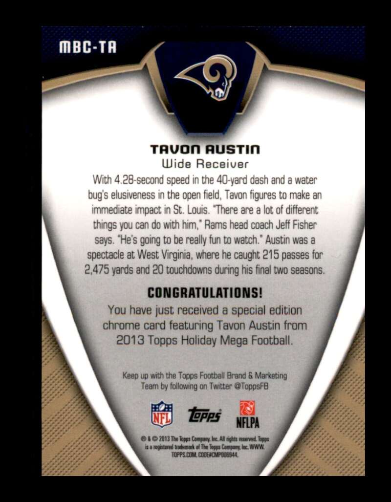 Load image into Gallery viewer, 2013 Topps Holiday Mega Gold Chrome Tavon Austin #MBC-TA Rookie RC Rams Image 2
