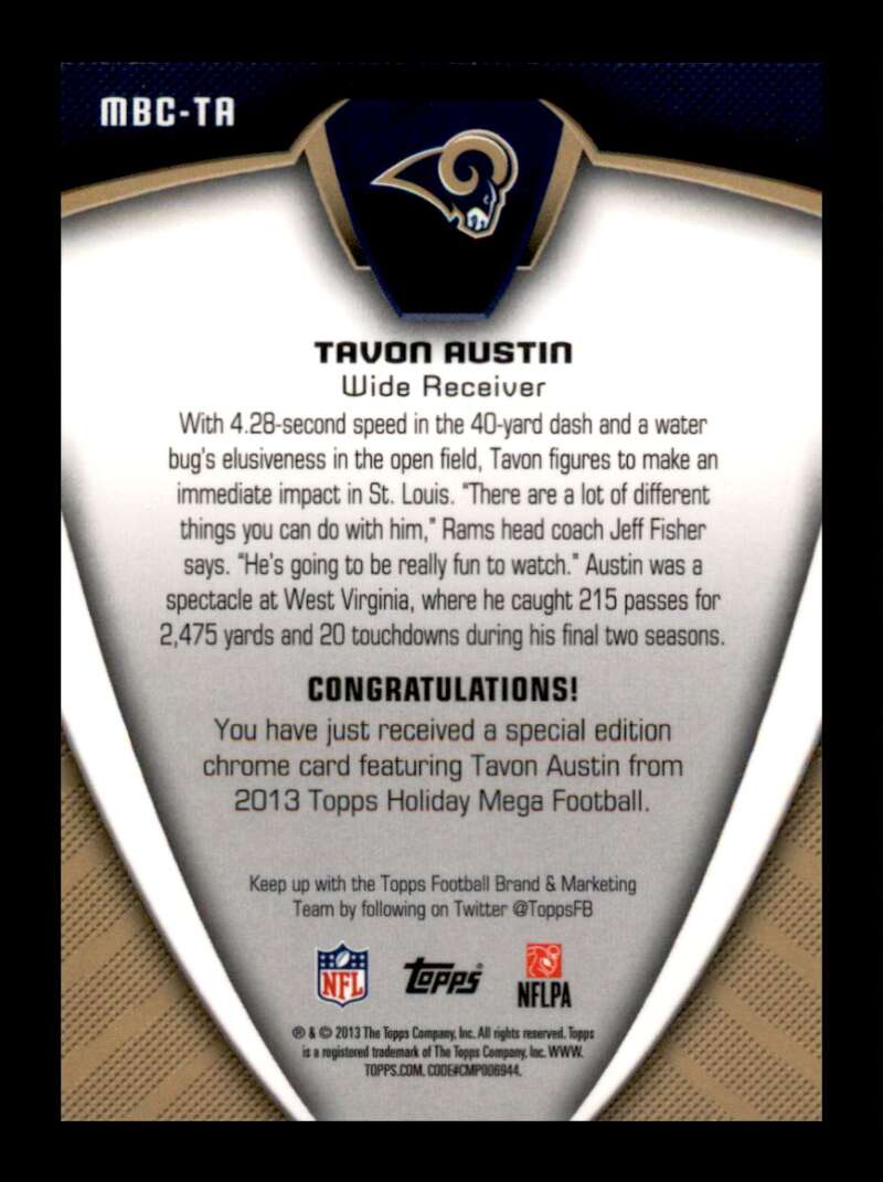 Load image into Gallery viewer, 2013 Topps Holiday Mega Gold Chrome Tavon Austin #MBC-TA Rookie RC Rams Image 2
