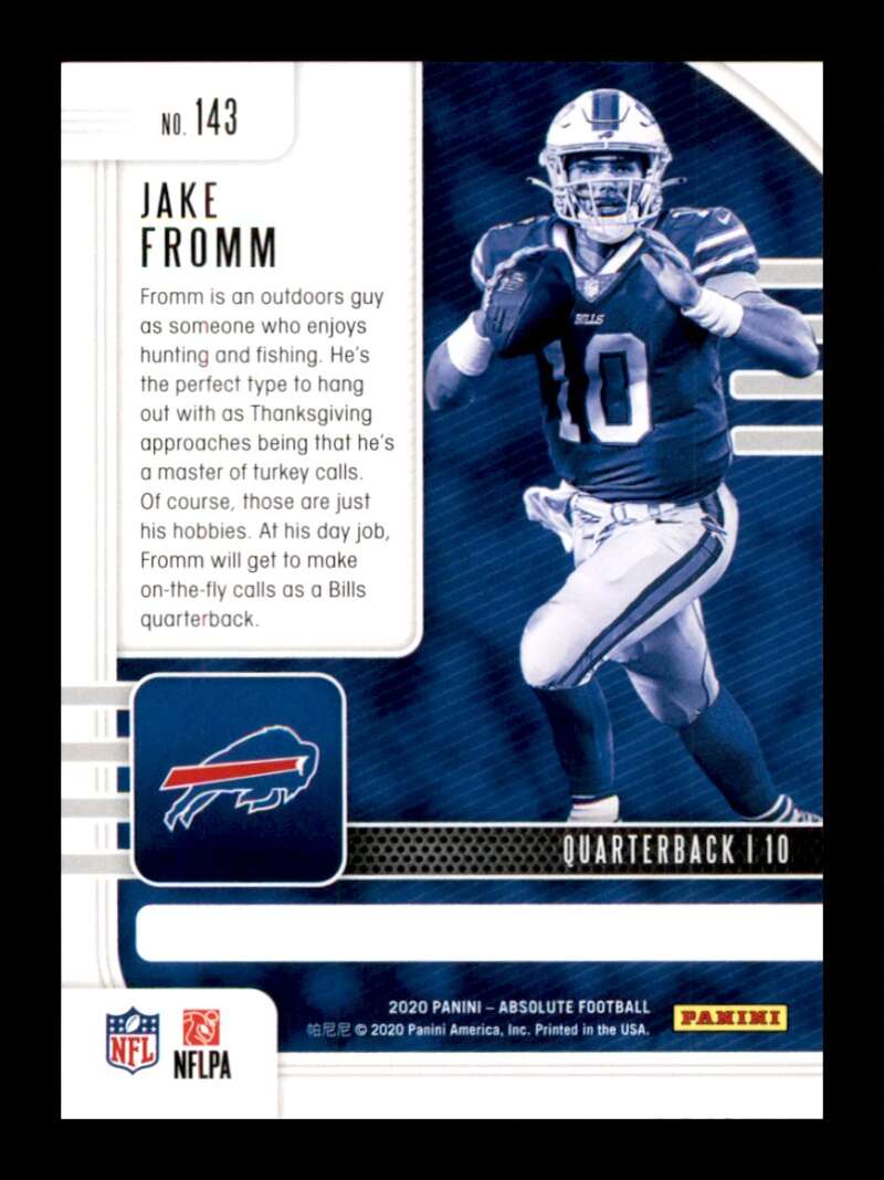 Load image into Gallery viewer, 2020 Panini Absolute Jake Fromm #143 Rookie RC Buffalo Bills Image 2
