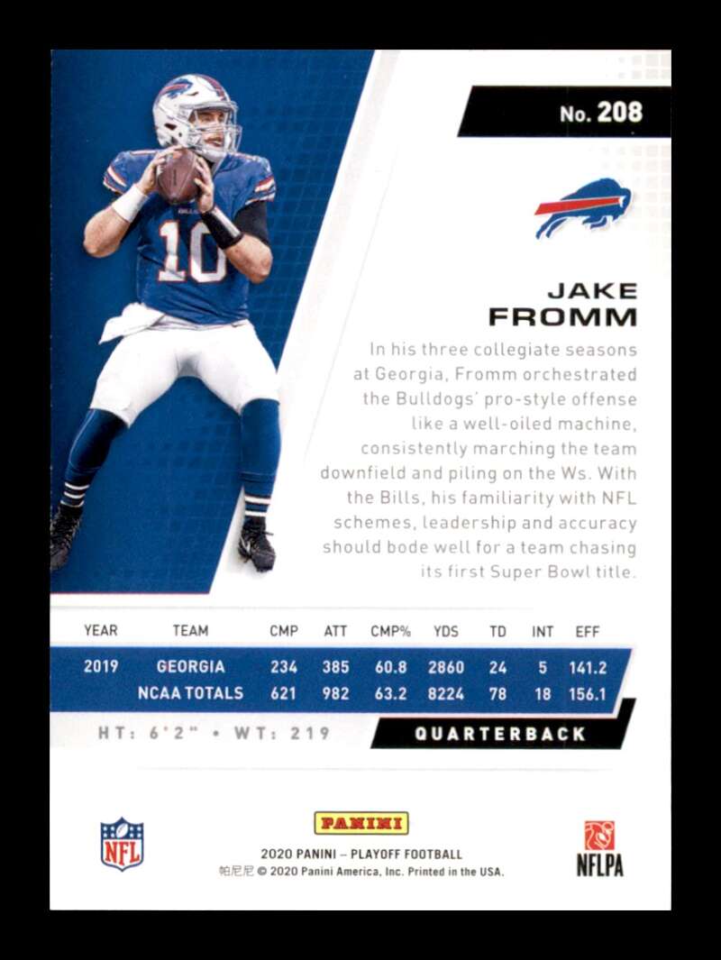 Load image into Gallery viewer, 2020 Panini Playoff Goal Line Jake Fromm #208 Rookie RC Buffalo Bills Image 2
