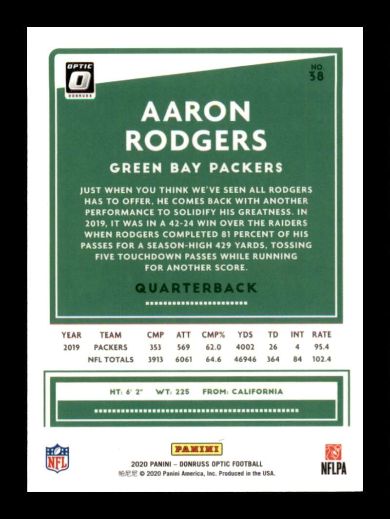 Load image into Gallery viewer, 2019 Donruss Optic Aaron Rodgers #38 Green Bay Packers Image 2
