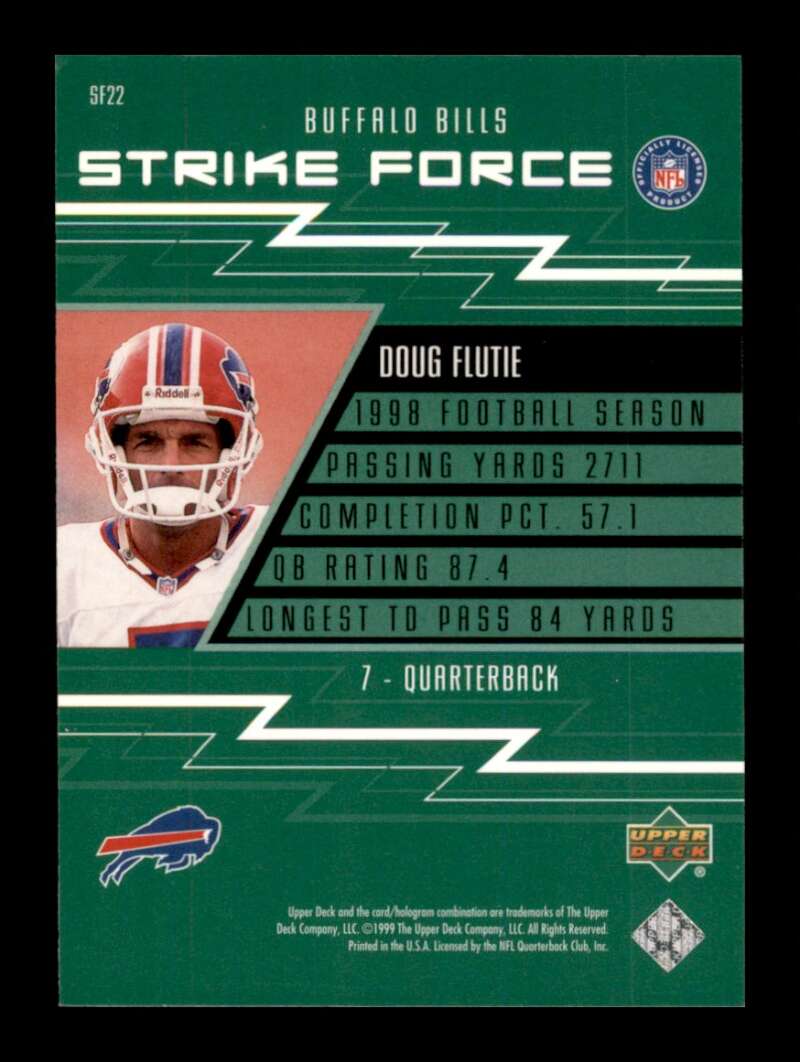 Load image into Gallery viewer, 1999 Upper Deck Strike Force Doug Flutie #SF22 Buffalo Bills Image 2
