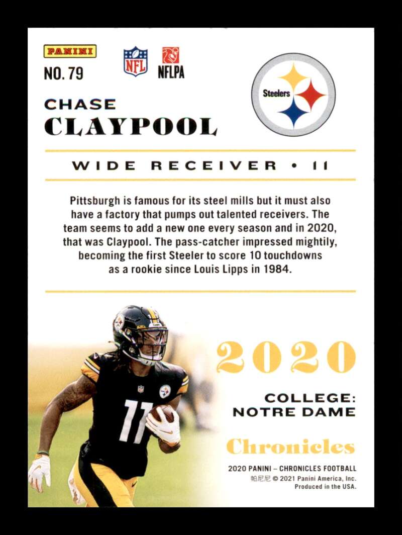 Load image into Gallery viewer, 2020 Panini Chronicles Chase Claypool #79 Rookie RC Pittsburgh Steelers Image 2
