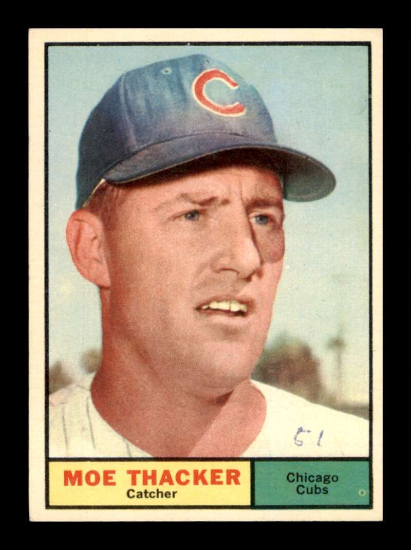 Load image into Gallery viewer, 1961 Topps Moe Thacker #12 Set Break Pen Mark Chicago Cubs Image 1
