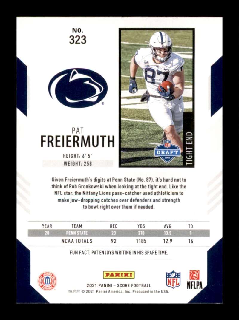 Load image into Gallery viewer, 2021 Score Pat Freiermuth #323 Rookie RC Penn State Nittany Lions Image 2
