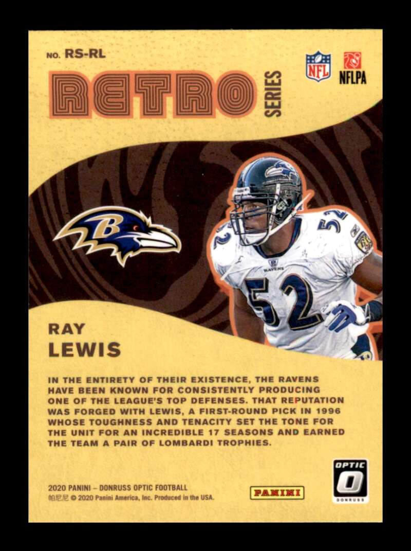 Load image into Gallery viewer, 2020 Donruss Optic Retro Series Ray Lewis #RS-RL Baltimore Ravens Image 2
