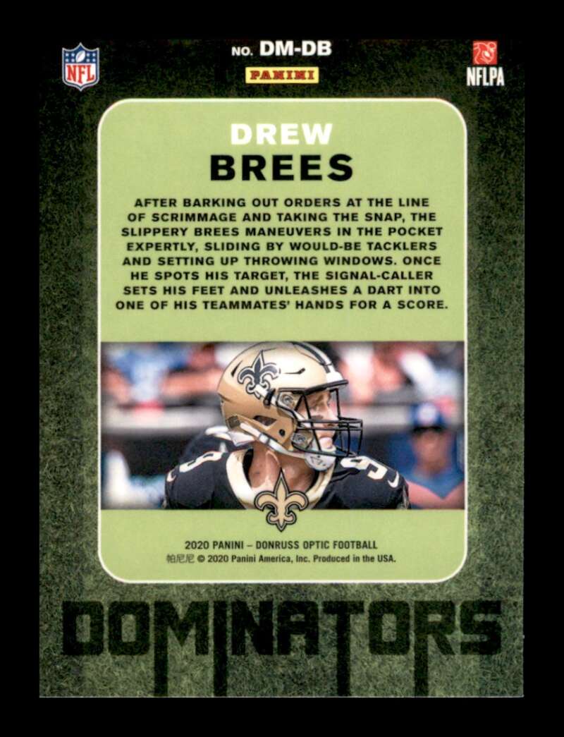 Load image into Gallery viewer, 2020 Donruss Optic Dominators Drew Brees #DM-DB New Orleans Saints Image 2
