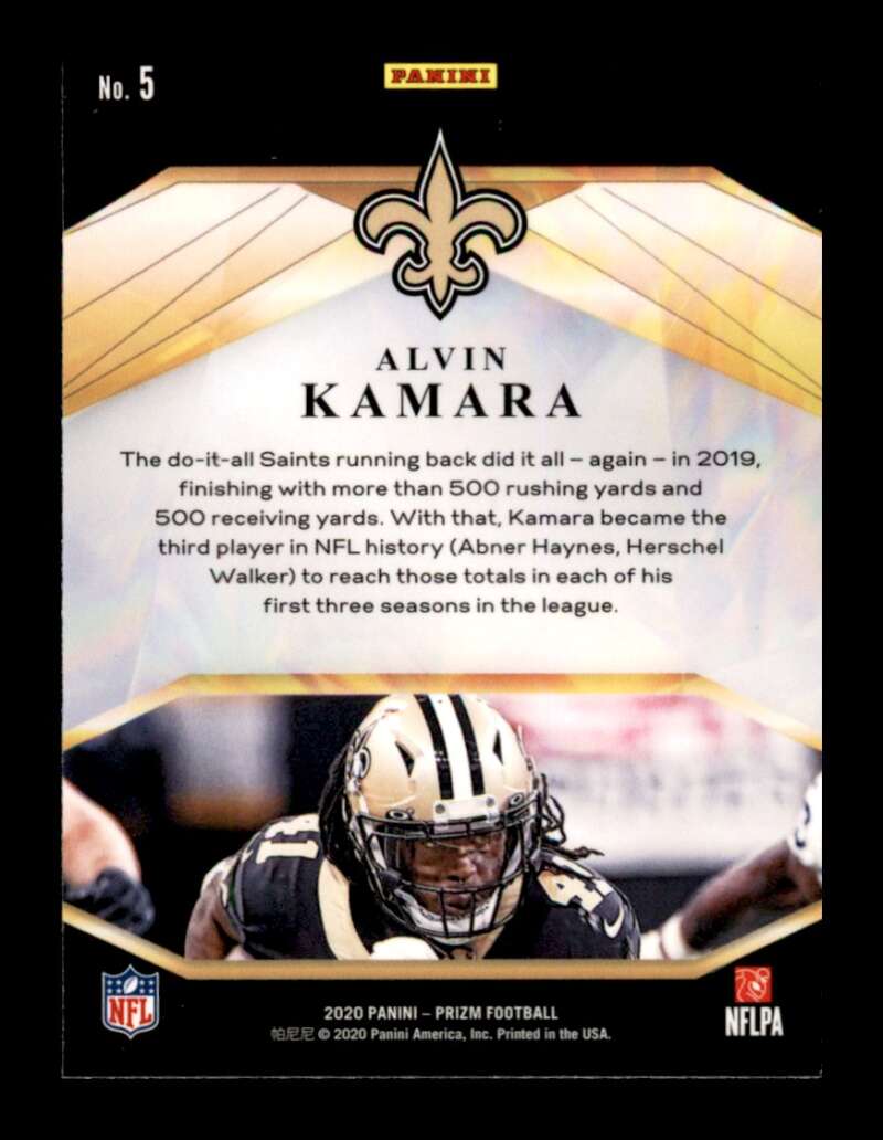 Load image into Gallery viewer, 2020 Panini Prizm Brilliance Alvin Kamara #5 New Orleans Saints Image 2
