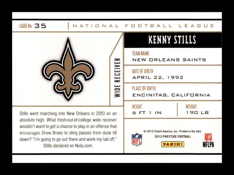 Load image into Gallery viewer, 2013 Prestige NFL Draft Tickets Kenny Stills #35 Rookie RC New Orleans Saints Image 2
