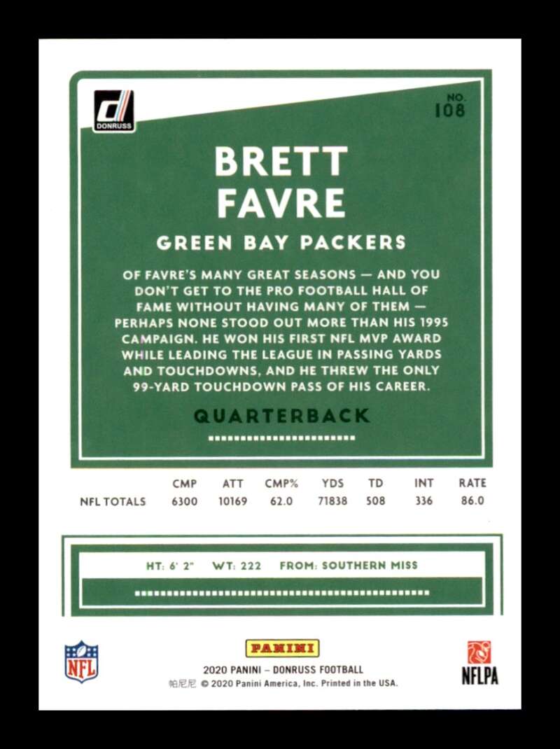 Load image into Gallery viewer, 2020 Donruss Brett Favre #108 Green Bay Packers Image 2
