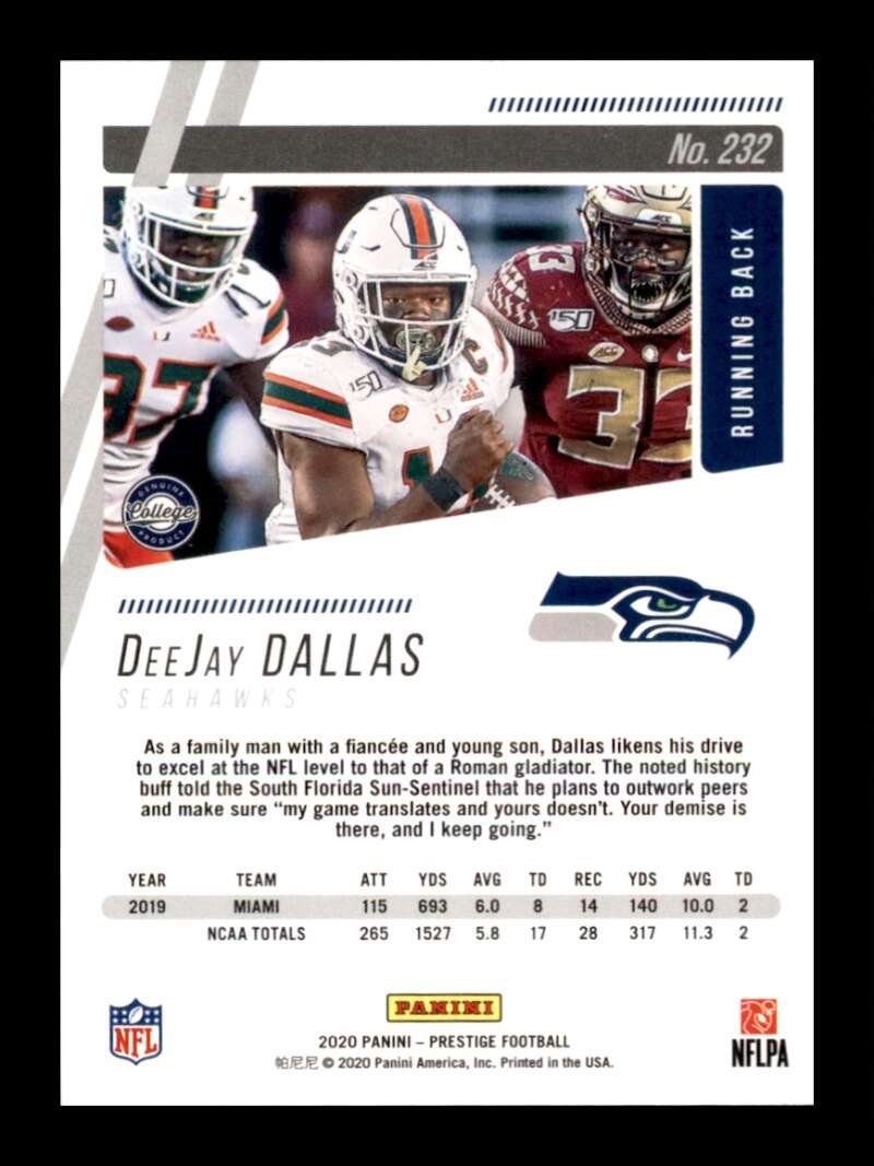 Load image into Gallery viewer, 2020 Panini Prestige DeeJay Dallas #232 Rookie RC Seattle Seahawks Image 2
