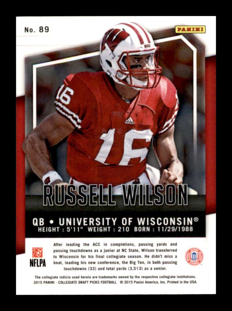 Load image into Gallery viewer, 2015 Panini Prizm Collegiate Draft Russell Wilson #89 Wisconsin Badgers Image 2
