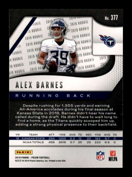 2019 Panini Prizm Alex Barnes