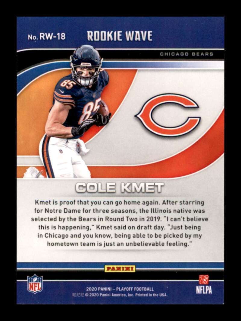 Load image into Gallery viewer, 2020 Panini Playoff Rookie Wave Cole Kmet #RW-18 Rookie RC Chicago Bears Image 2
