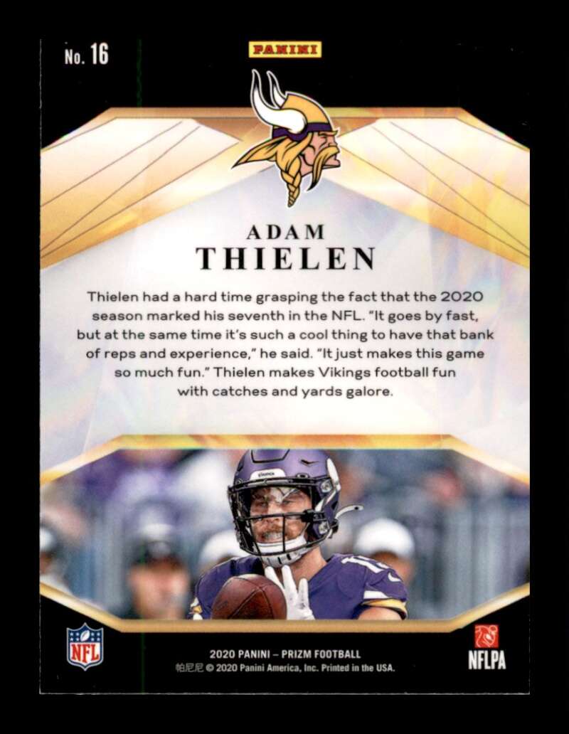 Load image into Gallery viewer, 2020 Panini Prizm Brilliance Adam Thielen #16 Minnesota Vikings Image 2
