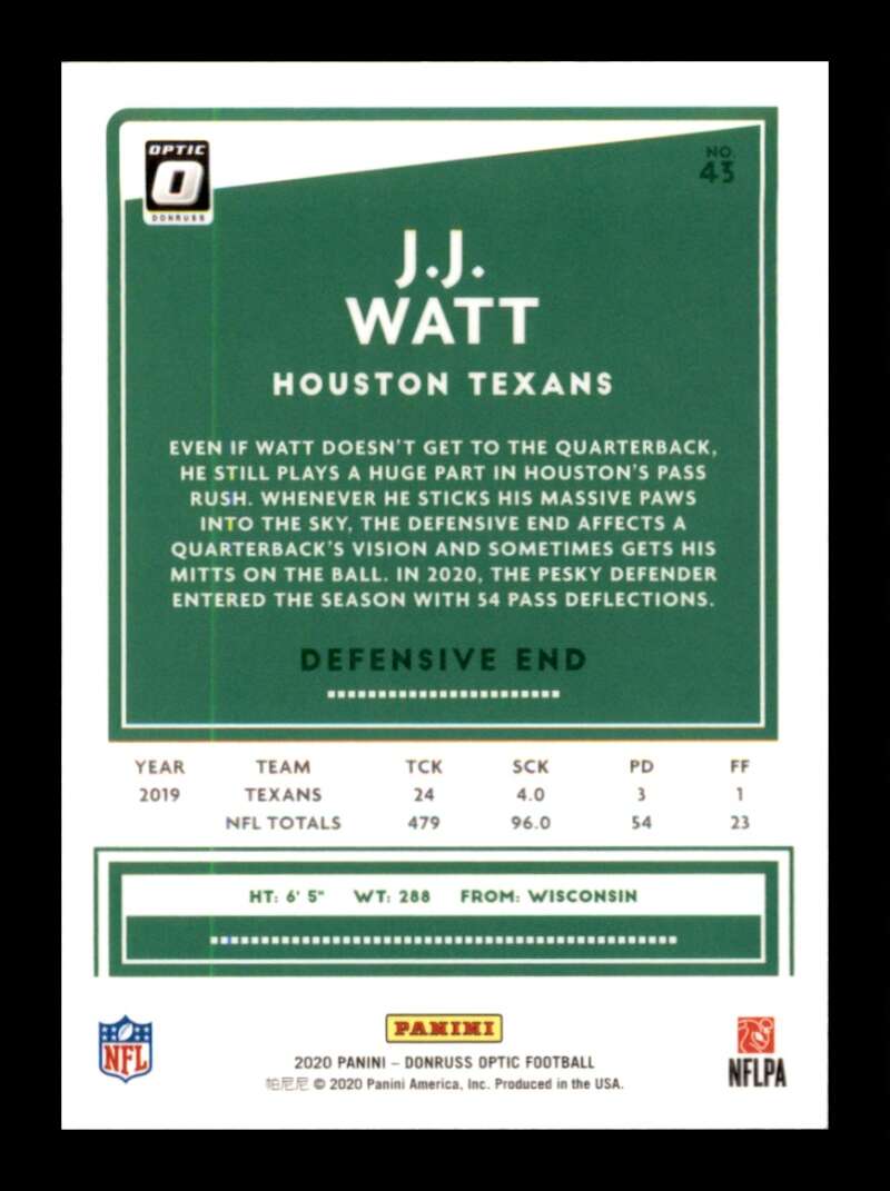 Load image into Gallery viewer, 2020 Donruss Optic J.J. Watt #43 Wisconsin Badgers Image 2
