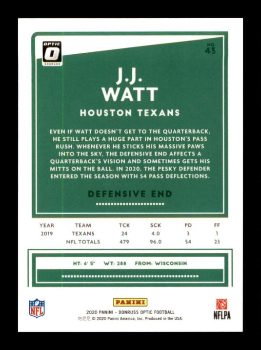 2020 Donruss Optic J.J. Watt 