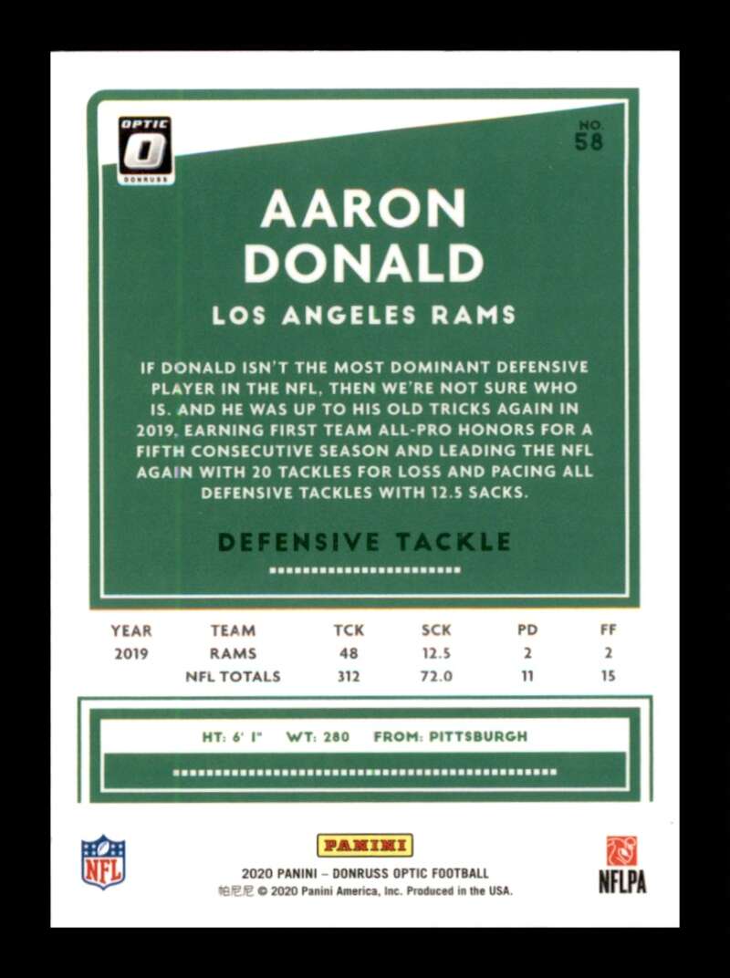 Load image into Gallery viewer, 2020 Donruss Optic Aaron Donald #58 Los Angeles Rams Image 2
