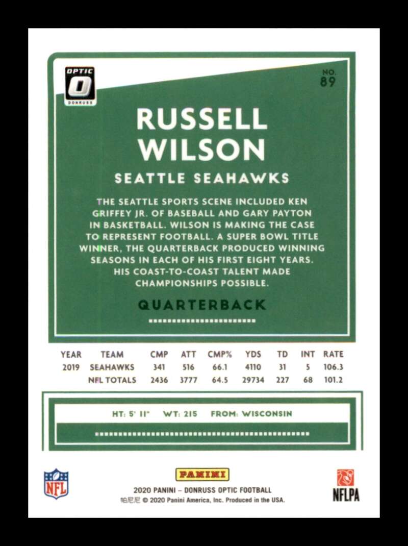 Load image into Gallery viewer, 2020 Donruss Optic Russell Wilson #89 Seattle Seahawks Image 2
