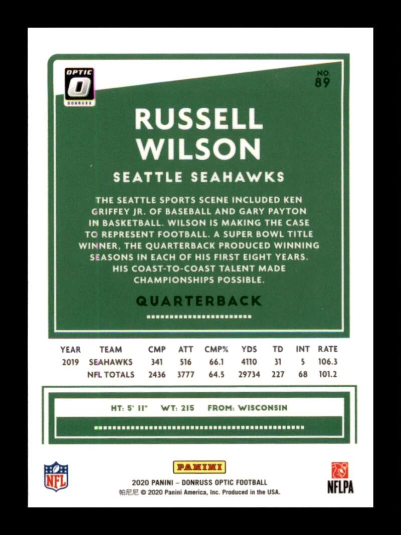 Load image into Gallery viewer, 2020 Donruss Optic Russell Wilson #89 Seattle Seahawks Image 2
