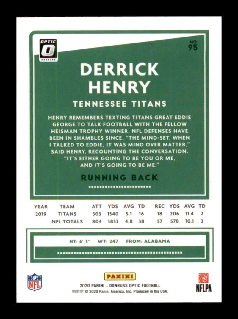 Load image into Gallery viewer, 2020 Donruss Optic Derrick Henry #95 Tennessee Titans Image 2
