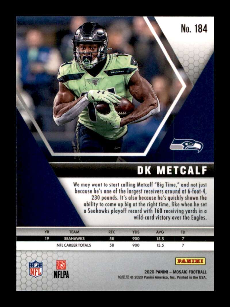 Load image into Gallery viewer, 2020 Panini Mosaic DK Metcalf #184 Seattle Seahawks Image 2
