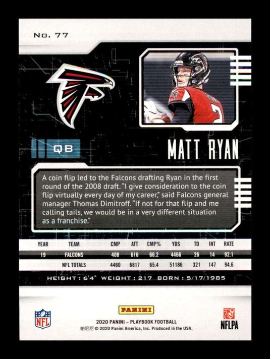 2020 Panini Playbook Orange Matt Ryan