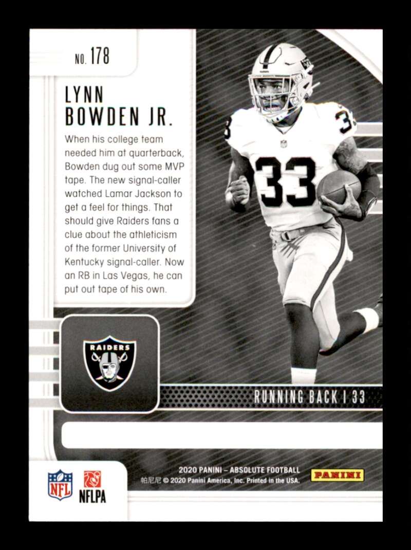 Load image into Gallery viewer, 2020 Panini Absolute Lynn Bowden Jr. #178 Rookie RC Las Vegas Raiders Image 2
