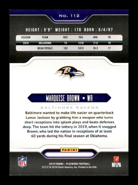 2019 Panini Playbook Marquise Brown