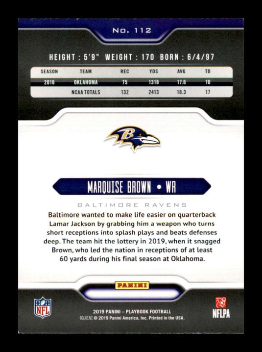 2019 Panini Playbook Marquise Brown 