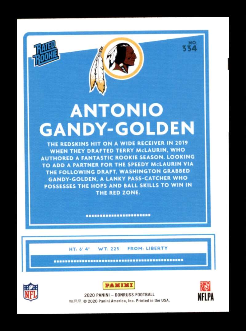 Load image into Gallery viewer, 2020 Donruss Canvas Antonio Gandy-Golden #334 Rookie RC Washington Redskins Image 2
