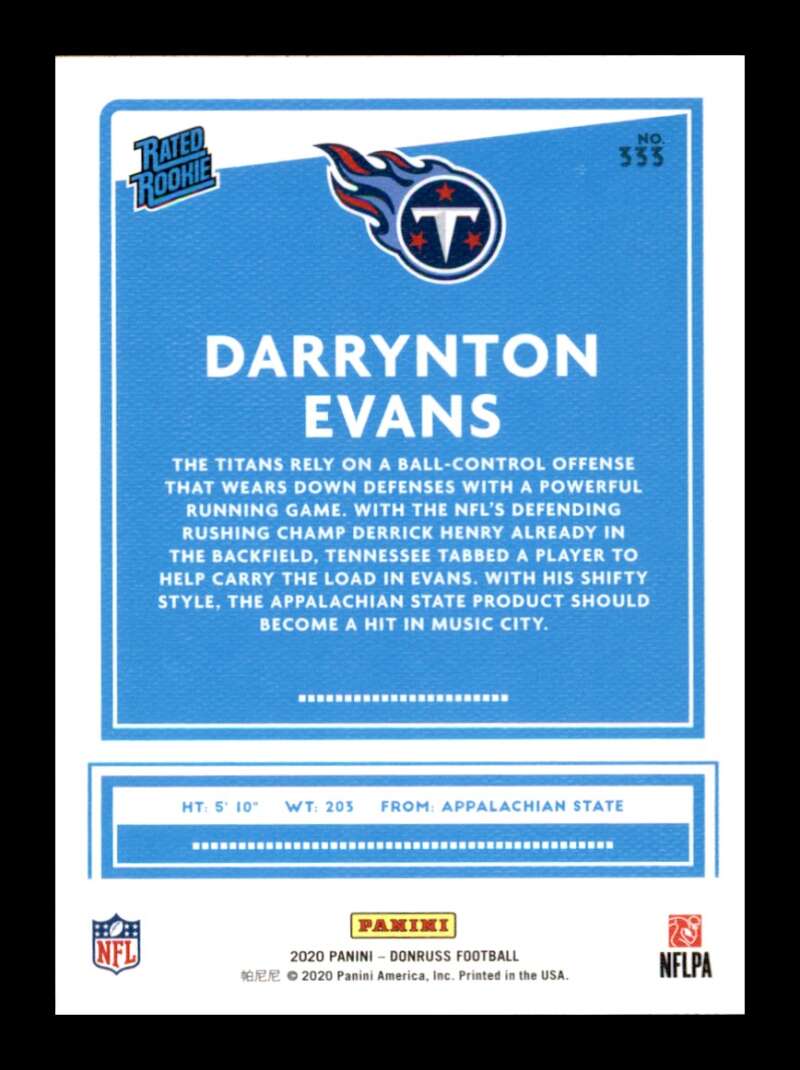 Load image into Gallery viewer, 2020 Donruss Canvas Darrynton Evans #333 Rookie RC Tennessee Titans Image 2
