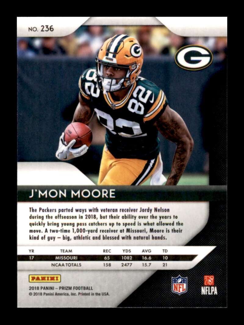 Load image into Gallery viewer, 2018 Panini Prizm J&#39;Mon Moore #236 Rookie RC Green Bay Packers Image 2
