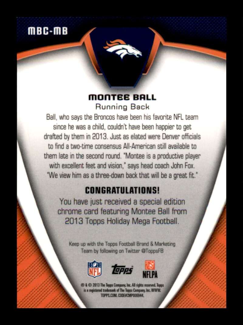 Load image into Gallery viewer, 2013 Topps Holiday Mega Montee Ball #MBC-MB Rookie RC Denver Broncos Image 2
