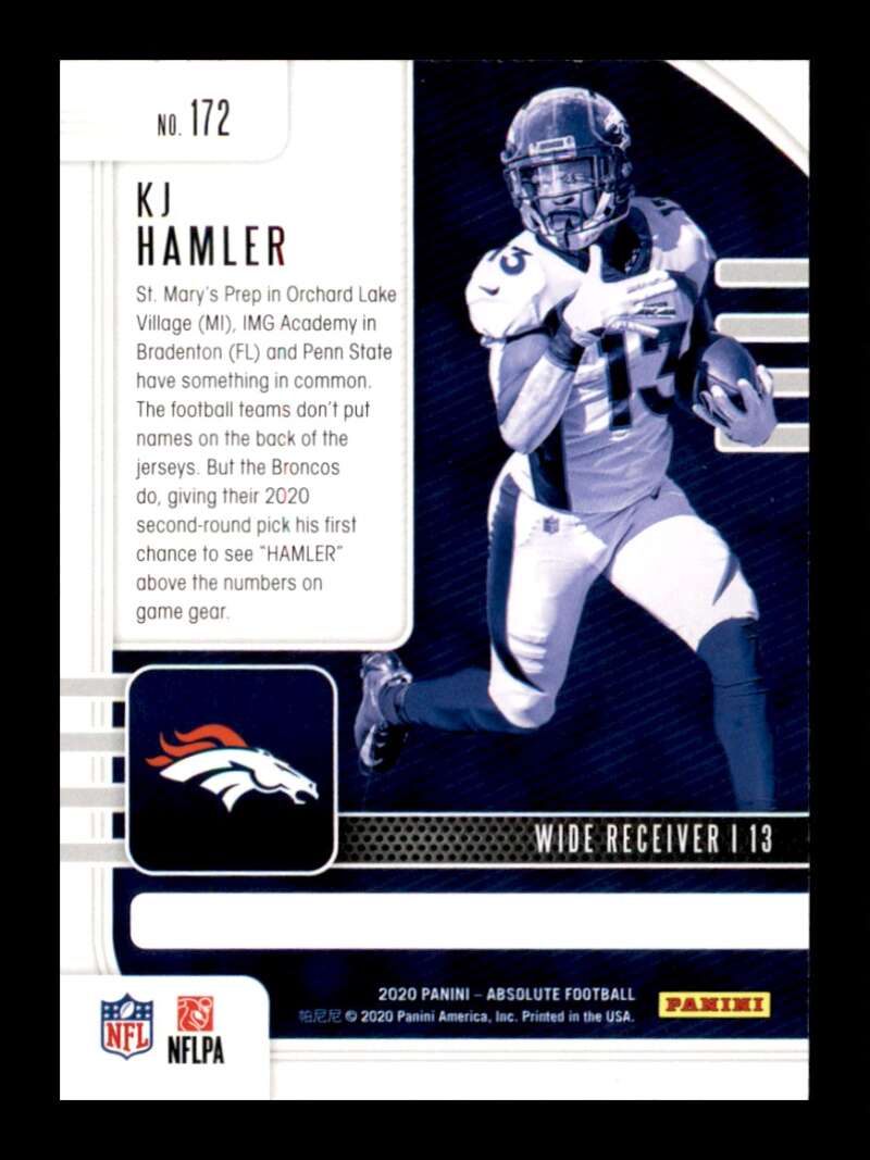 Load image into Gallery viewer, 2020 Panini Absolute KJ Hamler #172 Rookie RC Denver Broncos Image 2
