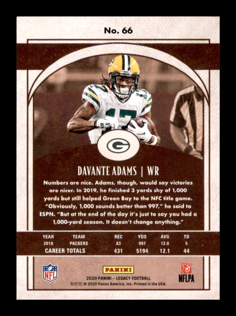 Load image into Gallery viewer, 2020 Panini Legacy Davante Adams #66 Green Bay Packers Image 2
