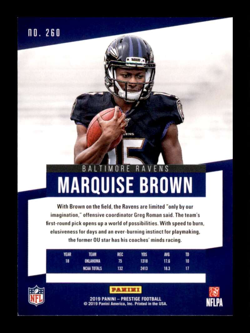 Load image into Gallery viewer, 2019 Panini Prestige Marquise Brown #260 Rookie RC Baltimore Ravens Image 2
